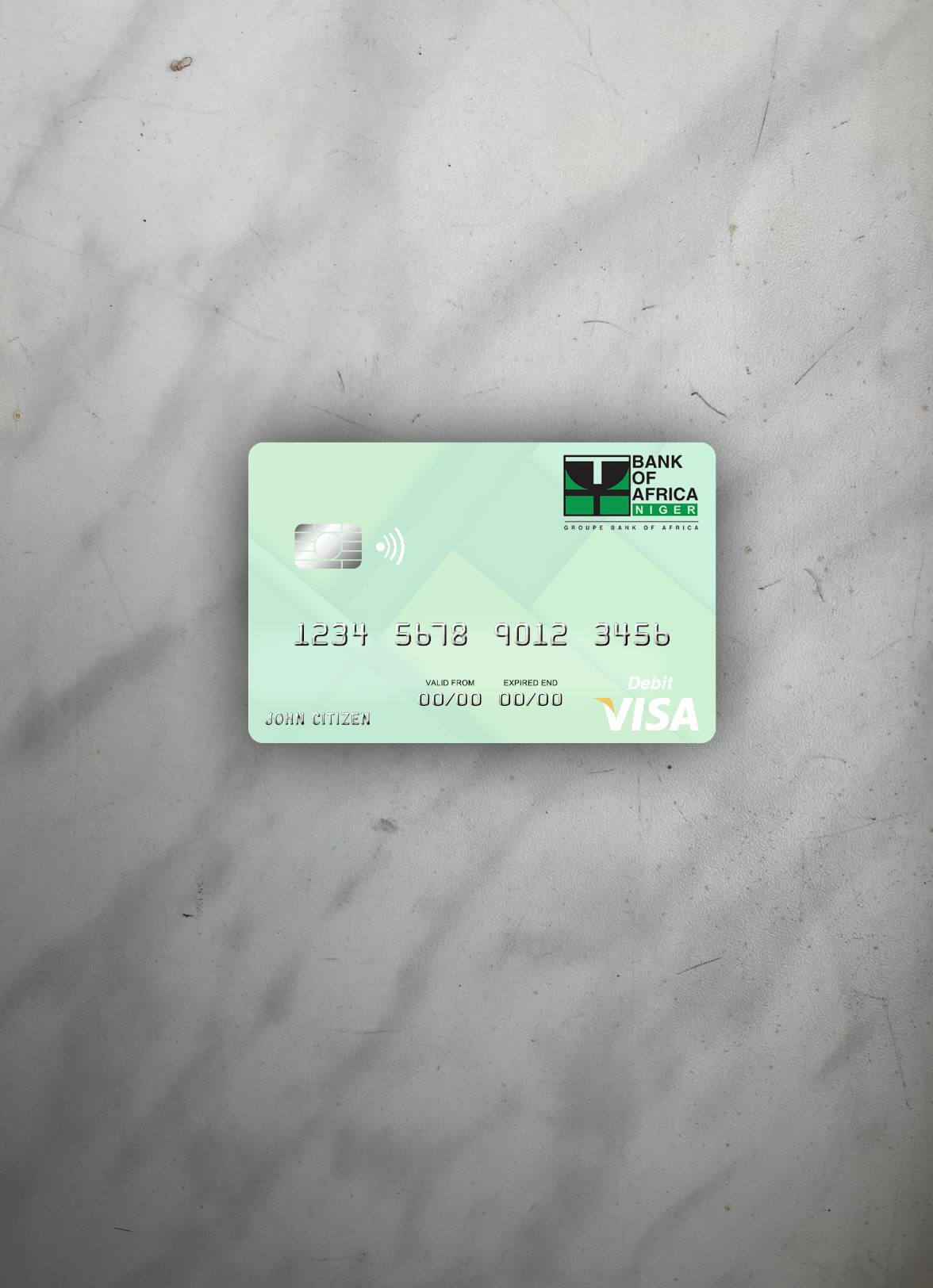 Download Niger Bank of Africa visa debit card photolook front Photoshop template